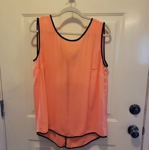 worn once 1X coral tank top, split back with bows